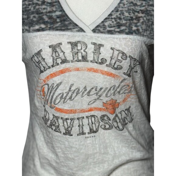 Harley-Davidson Motorcycles 2013 Womens V-Neck T-Shirt M Gray/White - Picture 4 of 9
